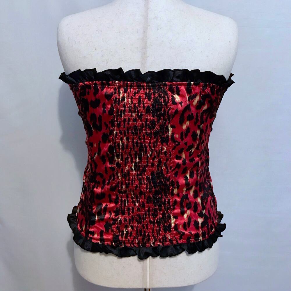 Check Me First NWT Red, Black and Beige Leopard Print Bustier Women XL - Picture 8 of 13